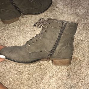 Heeled Grey Lace Up Boots